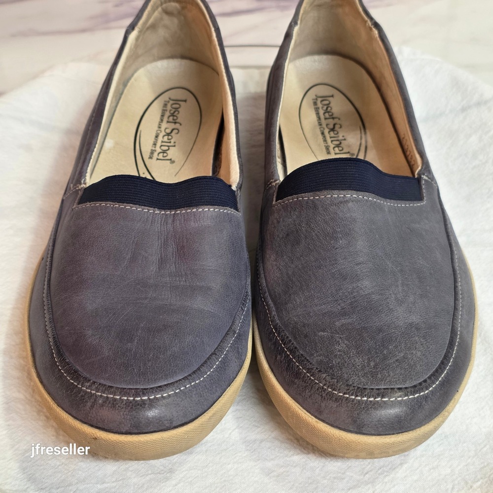 Josef Seibel Women's Sofie 27 Blue/Gray Leather Slip On Comfort Loafers Size 41